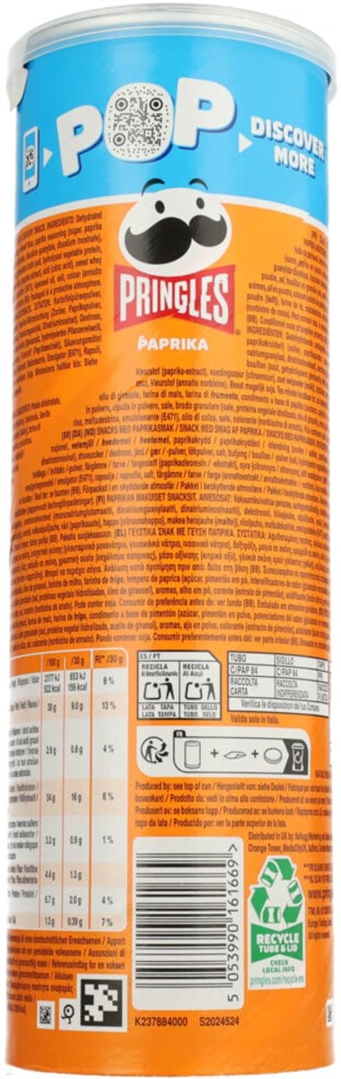 19x Pringles Chips Paprika 165 gr
