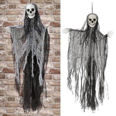 Cepewa Halloween / horror hang decoratie - spook / skelet - wit - griezel pop - 80 cm