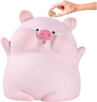 GELLDG Spaarpot voor Kinderen - Kawaii Spardose met Groot Vak voor Briefjes en Munten - Geschikt voor Kinderkamer Decoratie en Cadeau - Gemaakt van Duurzaam Kunststof (Resin) - Afmetingen 16,5x14x15,5cm