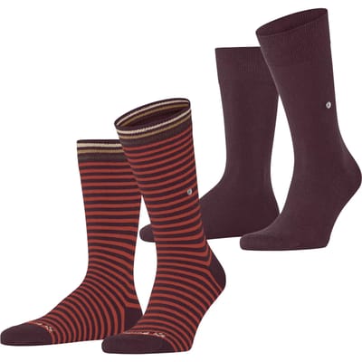 Burlington Everyday Stripe- Mixed 2-Pack gedessineerd katoen multipack sokken heren rood - maat 40-46
