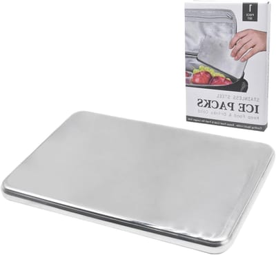 Ijs pakketten - Koel elementen - Voedsel koelen - Roestvrijstalen behuizing - 20 x 13 x 2 cm - Zilver