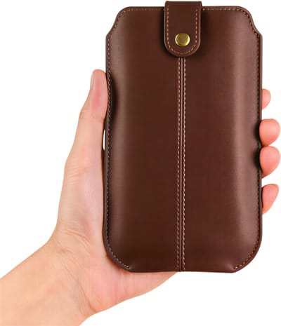 Kunstleren telefoon pouch – Riemclip – Bruin – Maat S – case heuptas cover – Duurzaam en stijlvol accessoire voor mobiele telefoons – Verstelbare heupriem, praktisch voor dagelijks gebruik en reizen