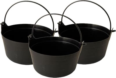 Decoratie heksenketel/kookpot - Set van 3x stuks - zwart - 12 x 25 cm - Halloween versiering/decoraties