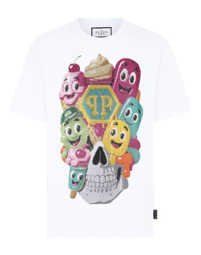 Round Neck T-Shirt Little Ice Cream Skull