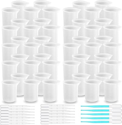 50 Stuks Silicone Maatbekers voor Hars, 100ml Niet-Plakkerige Mengkom voor Epoxy, Perfect voor Sieraden Maken en Creatieve Projecten
