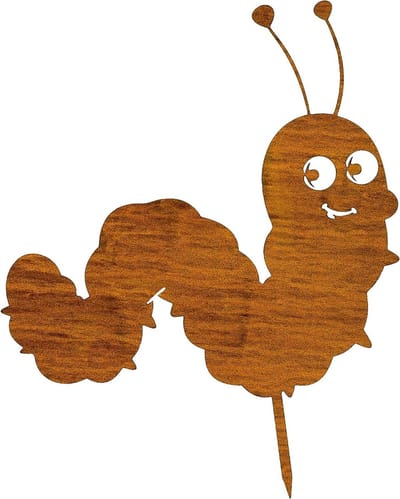 Roest Rups Tuinsteker - Decoratieve Rups - Tuin Decoreren - Cortenstaal - 36 cm hoog - Roestbruin