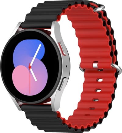 Siliconen bandje - geschikt voor Garmin Venu (2 Plus) / Venu SQ (2) / Vivomove (Style - Sport) / Vivoactive 3 / 5 / 6 / Forerunner 55 / 165 / 245 / 645 / 570 - 42mm - zwart-rood