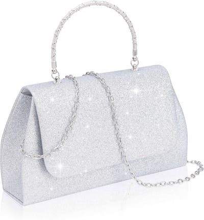 Stijlvolle zilveren clutch bag voor feesten, avonden uit en speciale gelegenheden