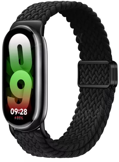 Strap-it Gevlochten nylon bandje met magneetsluiting - geschikt voor Xiaomi Smart Band 8 / Smart Band 9 / Smart Band 10 (zwart)