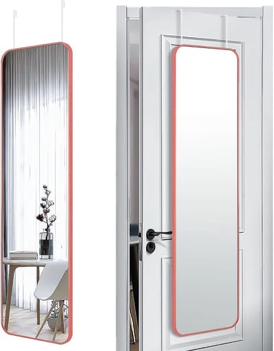 Volledige Lengte Spiegel - Deur Spiegel - Kamer Decoratie - Dunschchalig Metaal - 47x14 Inch - Rosé Goud