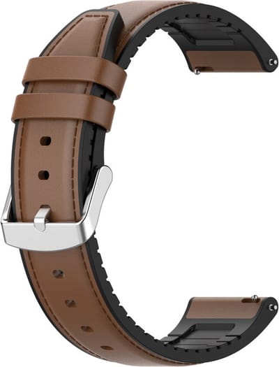 Leren bandje - met siliconen binnenkant - geschikt voor Garmin Venu 2 / Venu 3 / Vivoactive 4 / Forerunner 255 / 265 - bruin