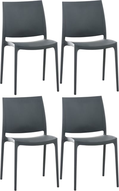CLP Maya Set van 4 stoelen - Weerbestendige stapelstoelen - een draagvermogen tot 130 kg - donkergrijs