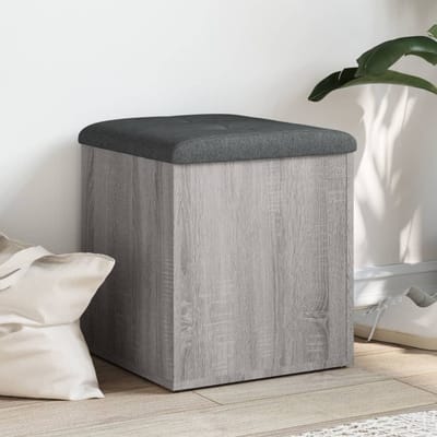 vidaXL - Opbergbankje - 42x42x45 - cm - bewerkt - hout - grijs - sonoma - eikenkleurig