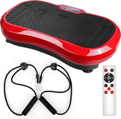Eszenzics™ Fitness Trilplaat Pro - Powerplate - Ultra stil - Afstandsbediening - 10 Programma's - 120 Snelheden - Antislip - Trainingsbanden - Rood