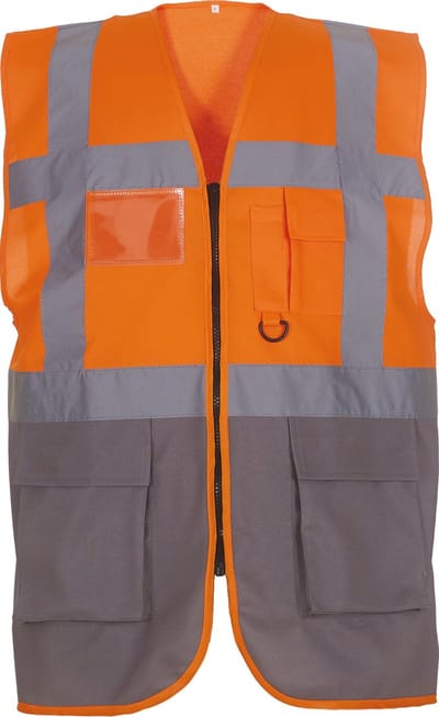 Yoko Signalisatie multifunctioneel executive vest YHVW801 - Hi Vis Orange / Grey - S
