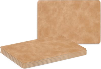 Zeller Placemats - 6x - lederlook - lichtbruin - 42 x 30 cm - tafel dekken - onderleggers