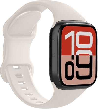 Horloge Band Geschikt voor Apple Watch 1, 2, 3, 4, 5, 6, 7, 8, 9, SE - 38/40/41 mm Bandje Siliconen Verstelbaar - Ivoor