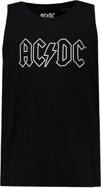 JP 1880 - Heren - Tanktop ACDC mouwloos Bandshirts ronde hals t/m (XL - Zwart - Maat 8XL