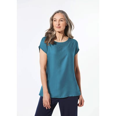Blouse met glittersteentjes - blauw - Gr. 38 van Goldner Fashion