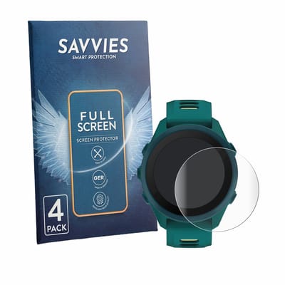 Savvies - Screenprotector voor Garmin Forerunner 170 Music - Folie Beschermfolie transparant volledig dekking 4 Stuks
