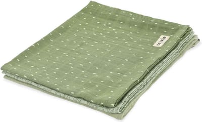 Trixie babytextiel tetra doeken 3-pack 55x55cm Daring Dino groen katoen.