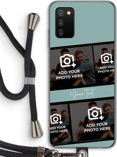 Gepersonaliseerd - Case Company® - Hoesje met koord geschikt voor Samsung Galaxy A03S hoesje met Koord - Filmrol N°2 - Telefoonhoesje met Zwart Koord - Bescherming aan alle Kanten en Over de Schermrand