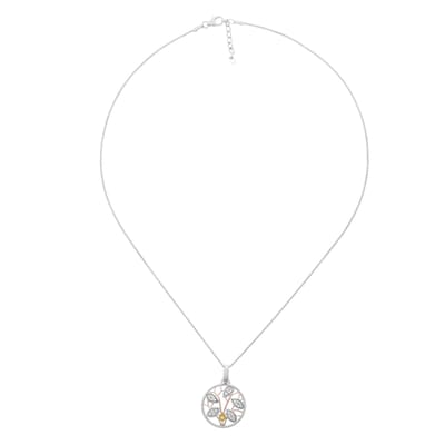 Orphelia 'Oceane' Dames 925 Sterling Zilveren Ketting met Hanger - Zilver/Roze ZH-7090/1
