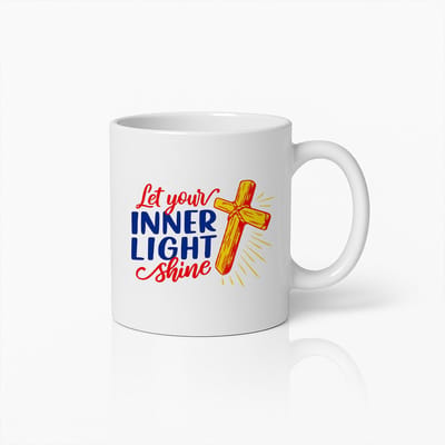 Let Your Inner Light Shine Mok 330ml – Inspirerende Christelijke Koffiebeker, Geloofs Cadeau voor Gelovigen en Spirituele Zielen