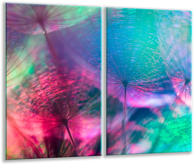 TMK ArtDeko Serie - Glazen Snijplank - 2x 30x52 cm - Kleurige Decoratie - Inductiebescherming