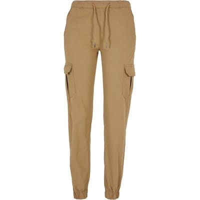 Urban Classics - High Waist Cargo Dames joggingbroek - XS - Beige