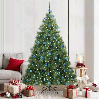 vidaXL - Kunstkerstboom - met - 300 - LED - met - standaard - Groen - 210 - cm - PE - en - PVC