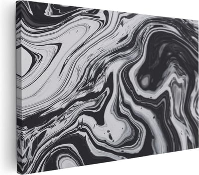 Artaza Canvas Schilderij Abstract - 90x60 cm - Wanddecoratie Zwart Wit - Muurdecoratie Marmer Effect - Schilderijen Op Canvas