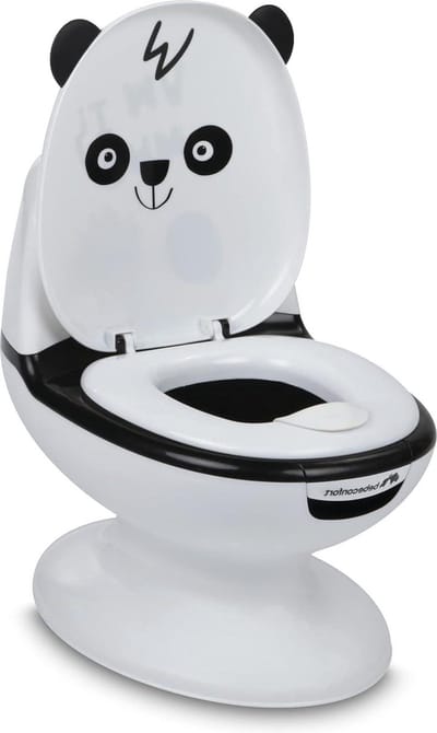 Mini-Toilet Potje voor Zindelijkheidstraining 1-4 jaar - Levensecht met Spatschild - Spoelgeluid - Rubberen Voet - Panda Beer
