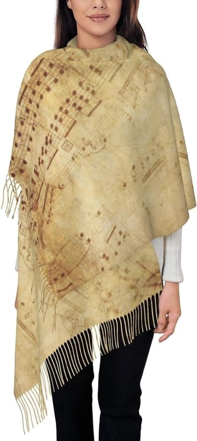 Dames Sjaal - Omslagdoek - Warmte en Stijl - Modieus Muziek Design - 196 cm - Niet gespecificeerd