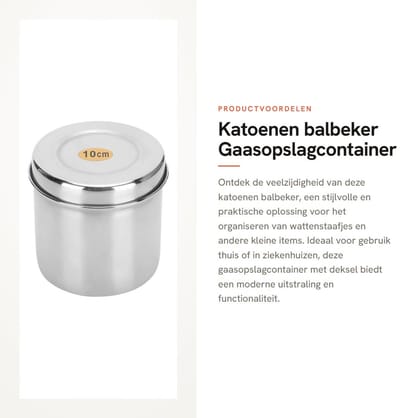 Dailygoods- Wattenstaafjes Organizer - Roestvrij Stalen Opbergdoos met Deksel - Katoenen Balbeker - Gaasopslagcontainer - Thuis/Ziekenhuis Gebruik