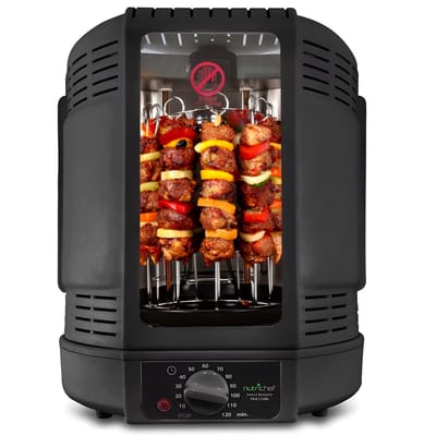 NutriChef Multifunctionele Shoarmagrill - 22,5 L Rotisserie Keukenoven, Verticale Glazen Deur, Timer & Temperatuurregeling.