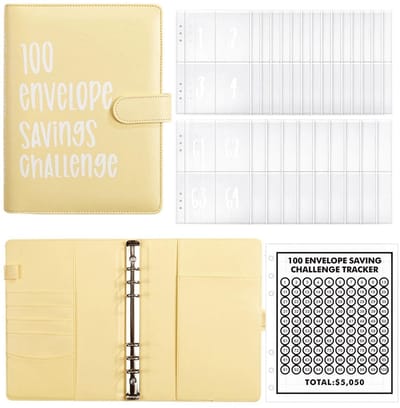 Dailygoods- Spaarboek A5 - Kunstleer - 100 Enveloppen - Budgetplanner - Geldbesparende Map - Waterdicht - Flexibel Ontwerp - Budgetboek