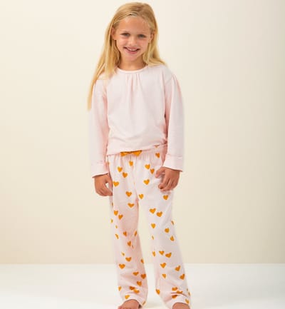 Little Label - meisjes pyjama-set roze harten 6Y/110-116 - Zachte BIO Katoen