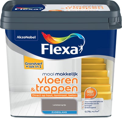 Flexa - Mooi Makkelijk Vloeren & Trappen Zijdeglans - Leisteengrijs - 750 Ml
