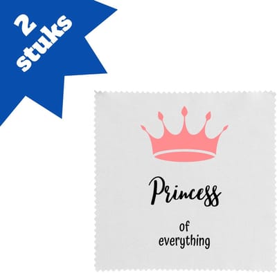 Akyol - princess of everything brillendoekjes - Princess - iemand die zich voelt als een princess - verjaardag - cadeau - kado - geschenk - 17,8 bij 17,8 cm - 2 stuks