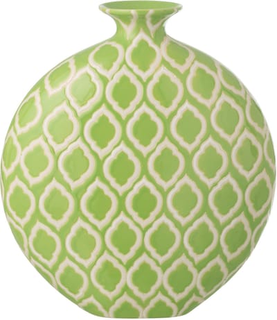 J-Line vaas Geruit - porselein - groen/wit - small