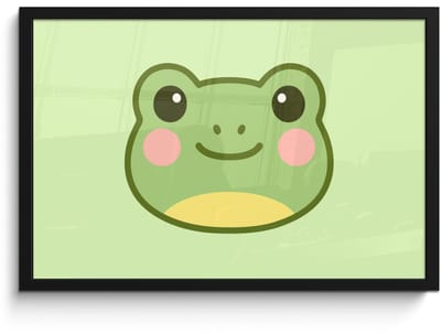 Poster in lijst - Fotolijst 60x40 cm - Posters - Kikker - Groen - Vriendelijkheid - Posterlijst zwart - Decoratie - Wanddecoratie woonkamer - Muurdecoratie slaapkamer