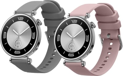 kwmobile 2x horlogebandjes geschikt voor Huawei Watch GT5 41mm / GT5 Pro 42mm / Watch GT4 41mm bandje - Smartwatch bandjes van TPU - Activity tracker horloge band in grijs / lavendel