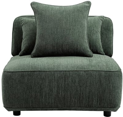 Vente-unique Fauteuil in groene chenillestof LELACO
