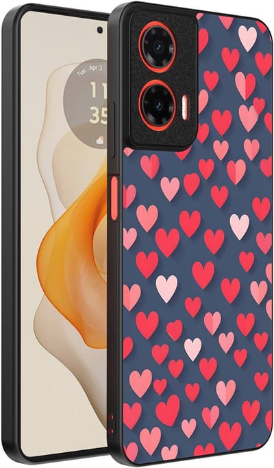 Smartphonica Telefoonhoesje Geschikt voor Motorola Moto G Stylus 2024 met Roze en Rode Hartjes Opdruk - TPU Backcover Case With Rosé and Red Heart Design geschikt voor Motorola Moto G Stylus 2024