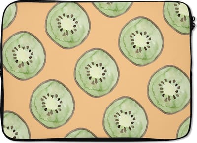 Laptophoes 13 inch - Kiwi's - Fruit - Patronen - Laptop sleeve - Binnenmaat 32x22,5 cm - Zwarte achterkant