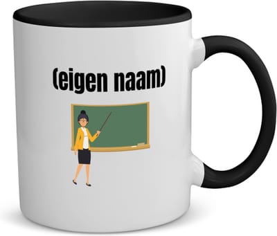 Akyol - docent met krijtbord met eigen naam koffiemok - theemok - zwart - Docent - leraren - jufvrouw - cadeau - verjaardag - kado - 350 ML inhoud