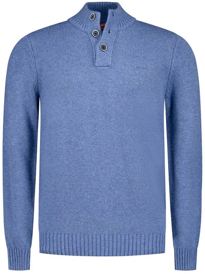 NZA - Blauwe wollen trui knoophals