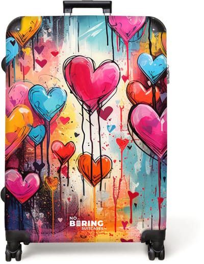NoBoringSuitcases.com® - Koffer groot - Reiskoffer lichtgewicht - Graffiti hartjes - Rolkoffer met 4 wielen - Grote trolley XL - 98 liter bagage