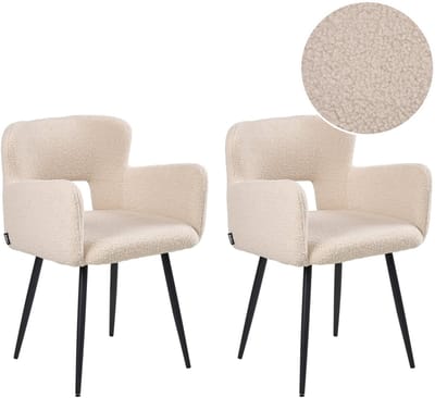 SANILAC - Eetkamerstoel set van 2 - Beige - Bouclé